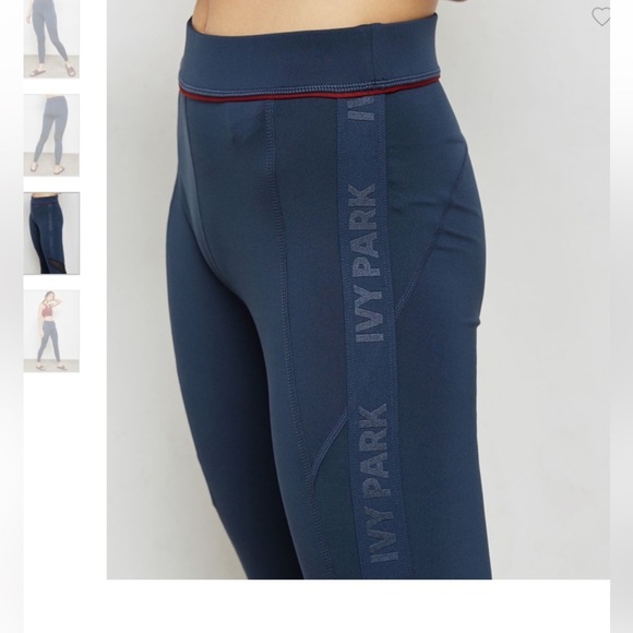 IVY PARK- Mesh Insert Logo Band Navy Leggings M - Picture 7 of 7